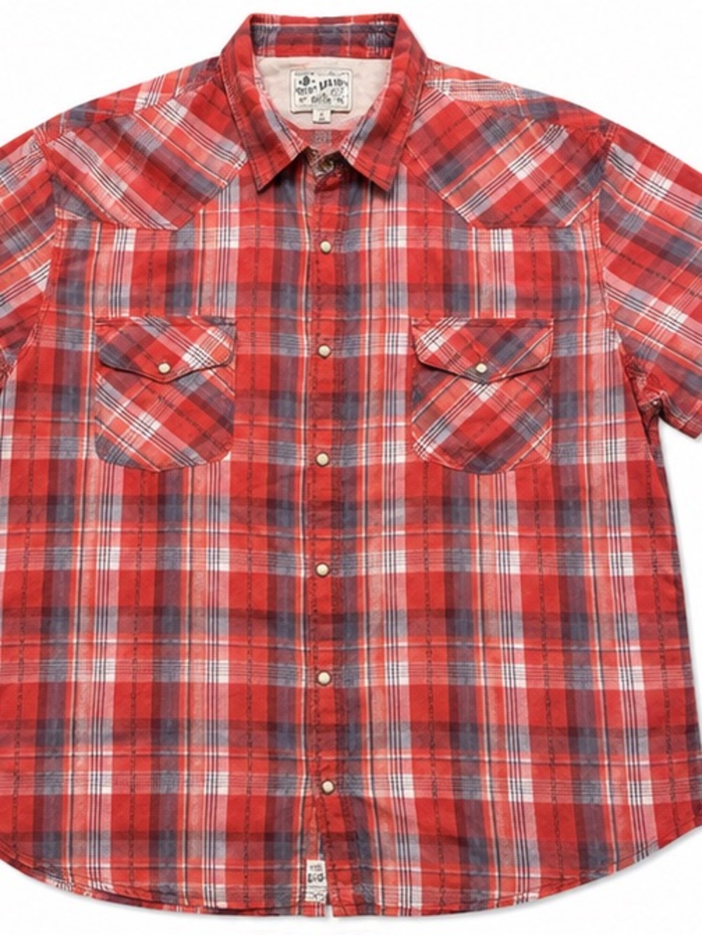 Lucky Brand Men's Red and White Plaid Short-Sleeve Button-Down Shirt XXL NNT